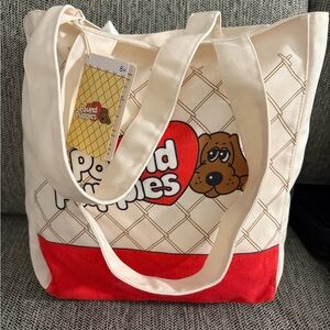 Loungefly Cream and Red Round Puppies Canvas Pet Tote